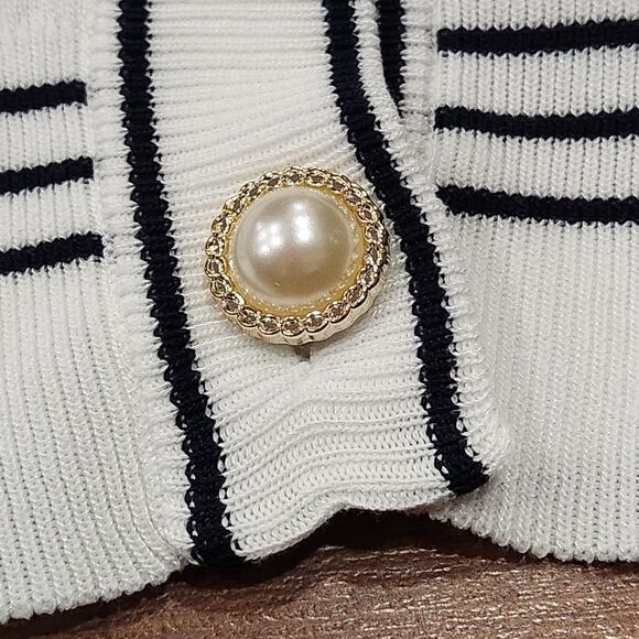 🔸️NWT Nanette Lepore White & Blue Cardigan Sweater Small - Picture 9 of 12